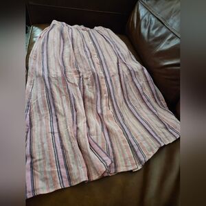 English Factory Sz XS striped maxi skirt, 100% Rayon, button front, boho‎